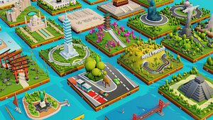 Lowpoly World Landmarks Pack 40 Game Ready Models