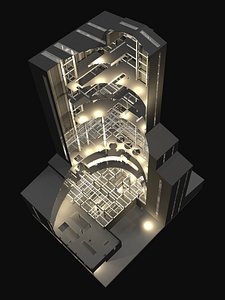 3D Industrial tower in curvy cutaway section 25i07