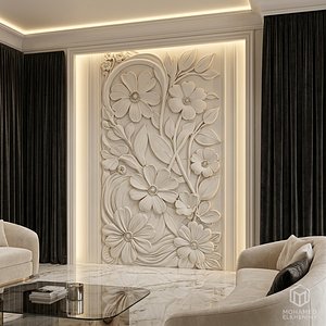 3D model CNC STL Relief Panel Classic Floral Art Carving File 266