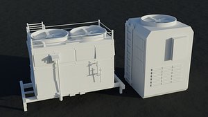 Two Industrial air conditioning Low-poly model