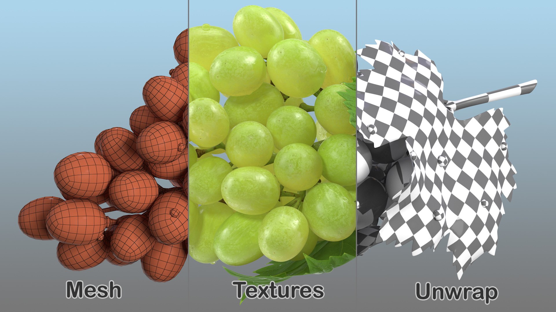 bunch green grapes 3D https://p.turbosquid.com/ts-thumb/5n/WldcG4/7HWF2HAG/bunchofgreengrapesvray3dmodel010/jpg/1580391869/1920x1080/fit_q87/dd9bec456bb903899b266c030e114a0974db738b/bunchofgreengrapesvray3dmodel010.jpg
