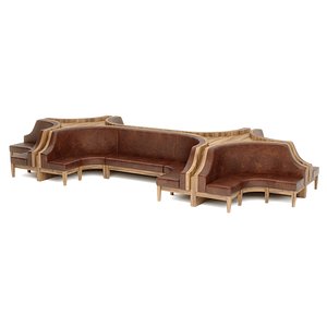 Modular Leather Bistro Banquette Sofa 3D model