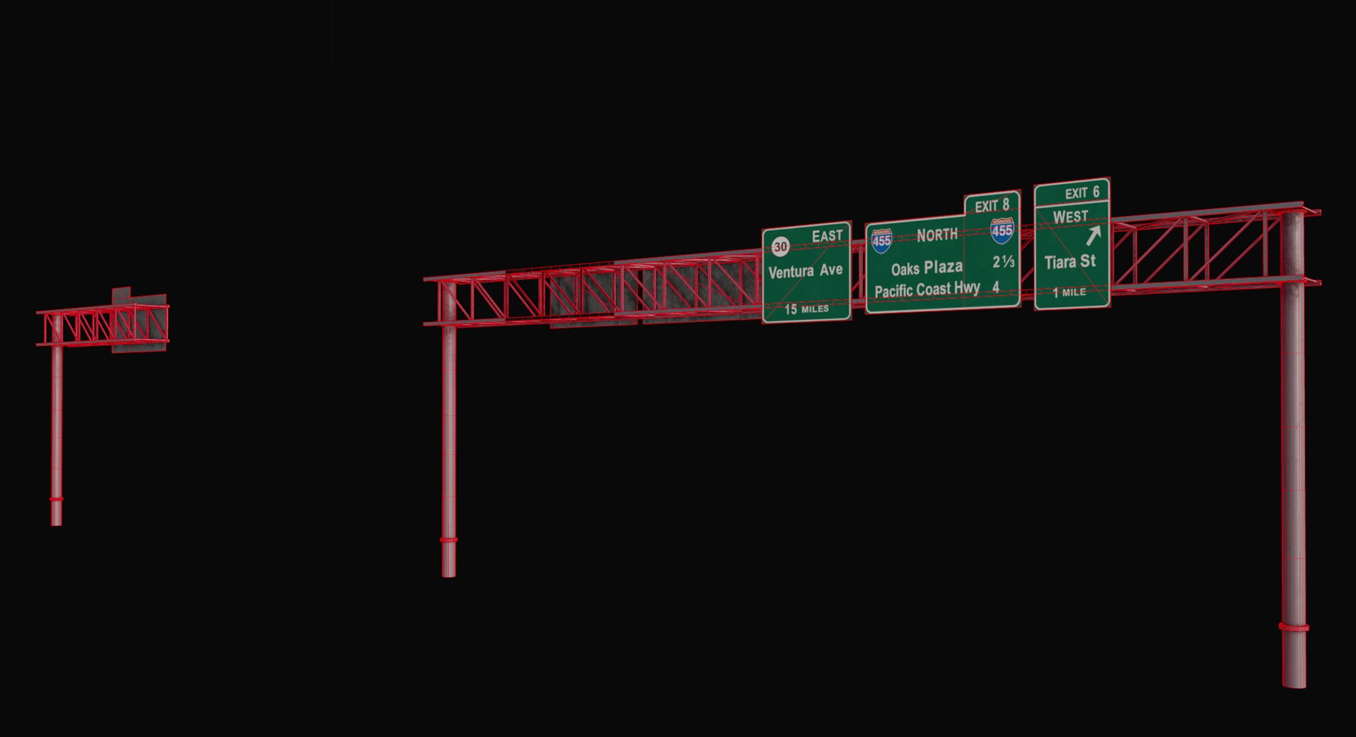 3D Two Size FreeWay Highway OverHead Sign Structures Steel Bundle ...