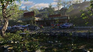 Abandoned Gas Station Scene 3D model