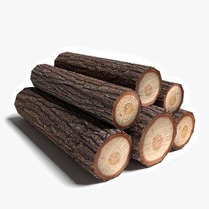 3d model wood logs