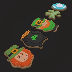 3D St Patrick 5 Pack Cookies model
