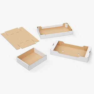 3D trays cardboard boxes model