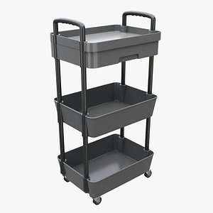 Rolling Utility Cart with Drawer 3-Tier 3D model