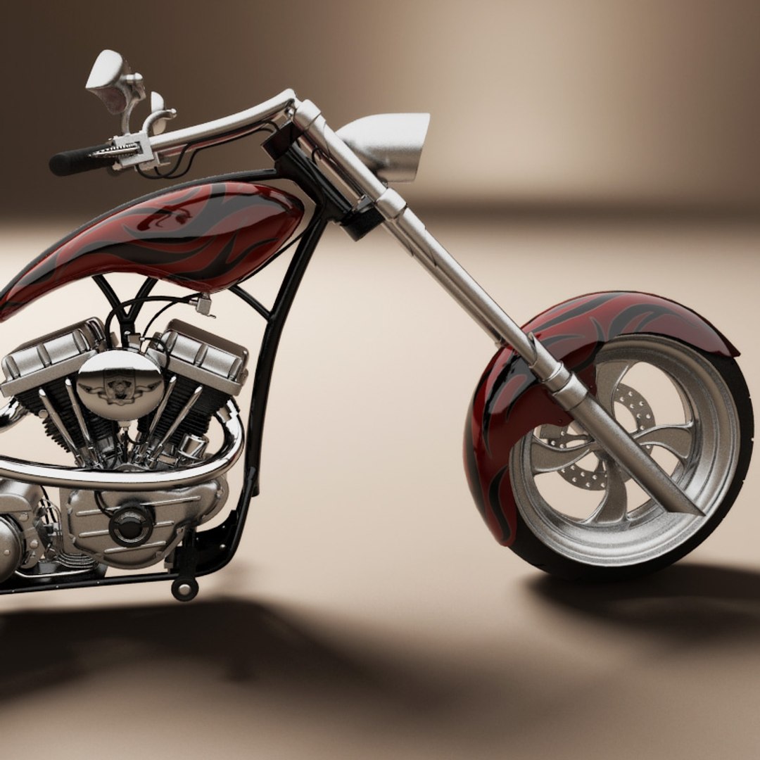 Custom Chopper Motorcycle 3d Model