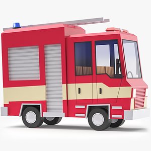 Stylized Fire Engine Low Poly 3D Model 3D model