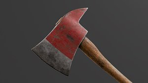 3D Worn Fire Axe Game Ready PBR Asset Low Poly High Poly 4K Textures model