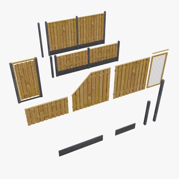 Garden Fence Building Kit Anthracite poles with pyramid top 3D 모델