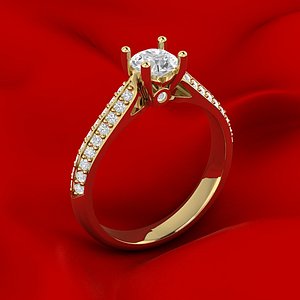 3D slim female engagement ring model