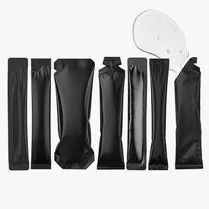 3D Stick Pack Single Serve Pouch Mockup Collection model