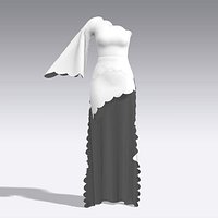 One Shoulder Dress Long slevee Scallop Modern Look