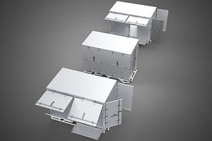 3D 3 COLLECTION FRAME STRUCTURE BOX TRUCK CARGO PICKUP FREIGHT CAR model