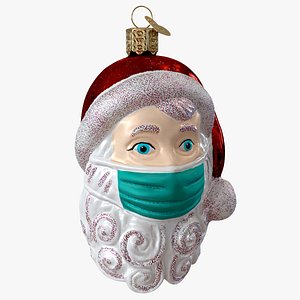 Santa With Face Mask Ornament model