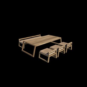 3D low dining set 3D model