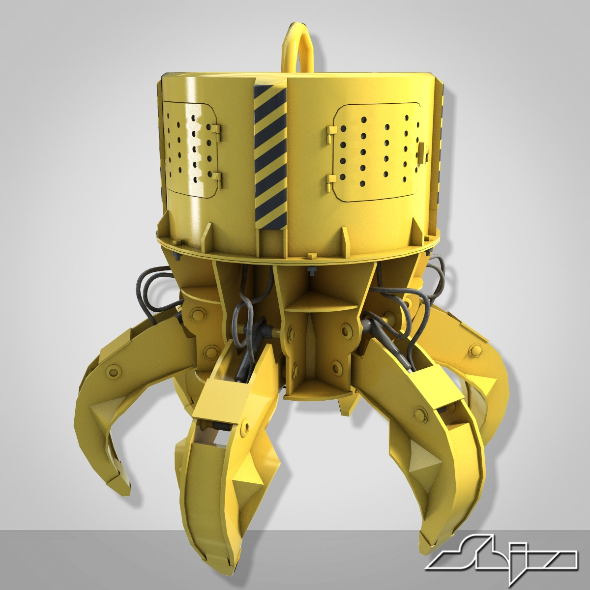 3d model excavator grab 6