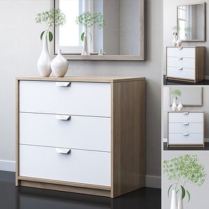 ikea askvoll 3-drawer chest 3D