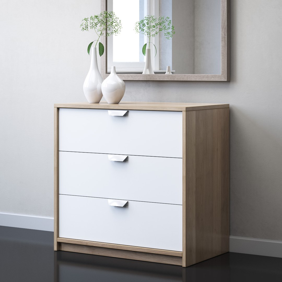 Ikea Askvoll 3-drawer Chest 3D - TurboSquid 1552123