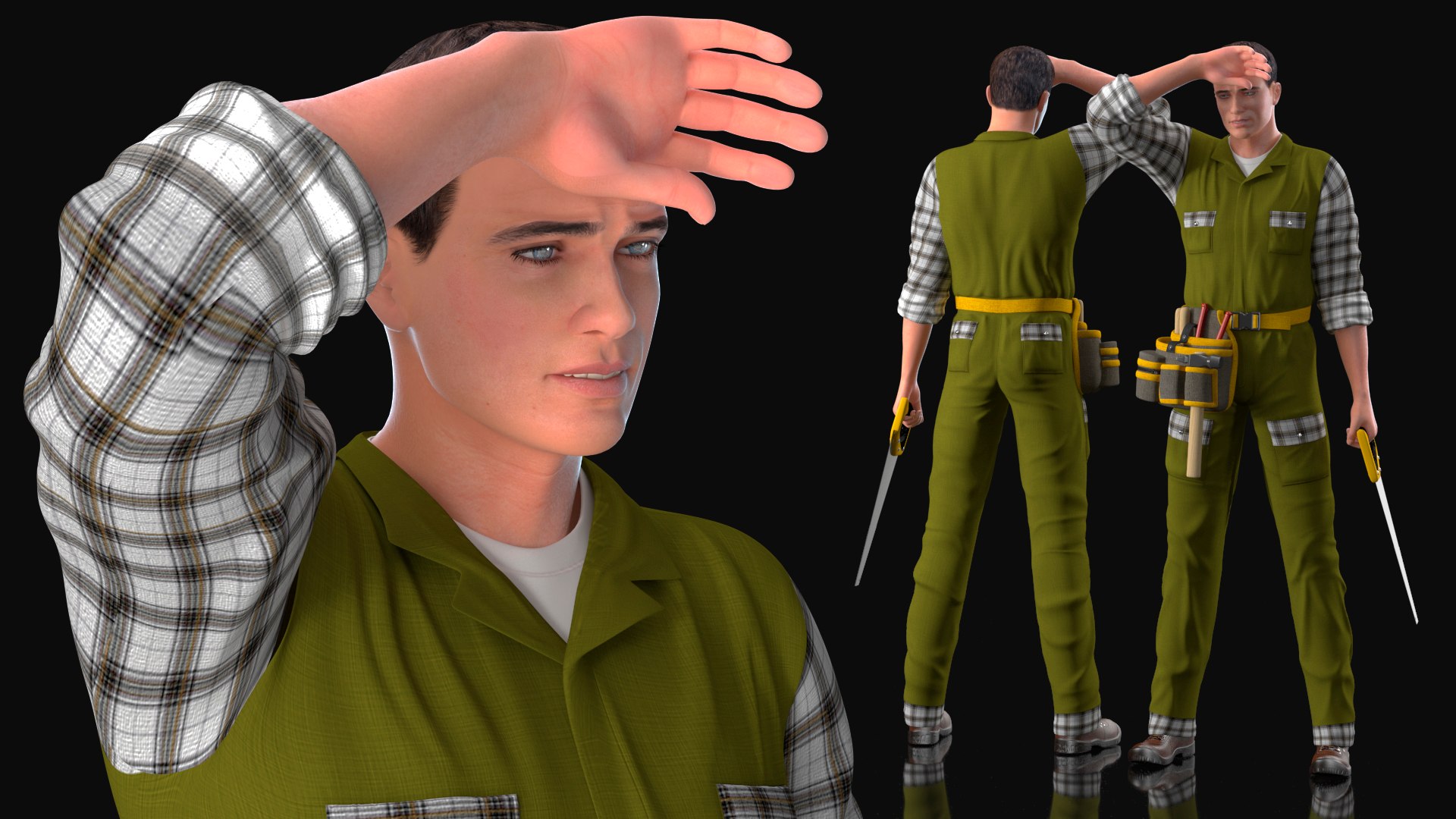 Carpenter Resting Pose 3D model preview