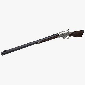 Engraved Winchester Model 1873 Silvered Case Rigged for Cinema 4D 3D model
