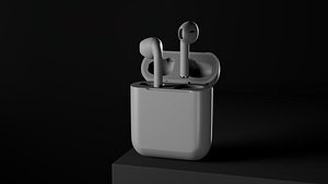 Wireless Earbuds with Charging Case Realistic 3D Model