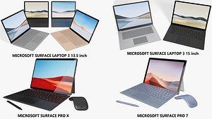 3D model realistic microsoft surface laptop