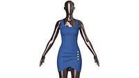 Girls Denim Draped Mini Dress With Side Buttons