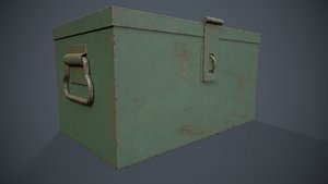 3D Metal Box Low-Poly Gameready PBR model