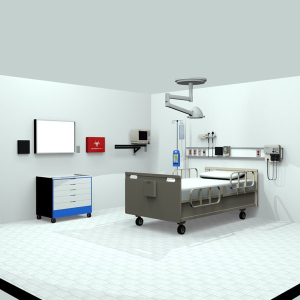 ecg hospital bed monitor 3d c4d