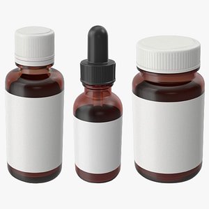 3D Amber Glass Bottles