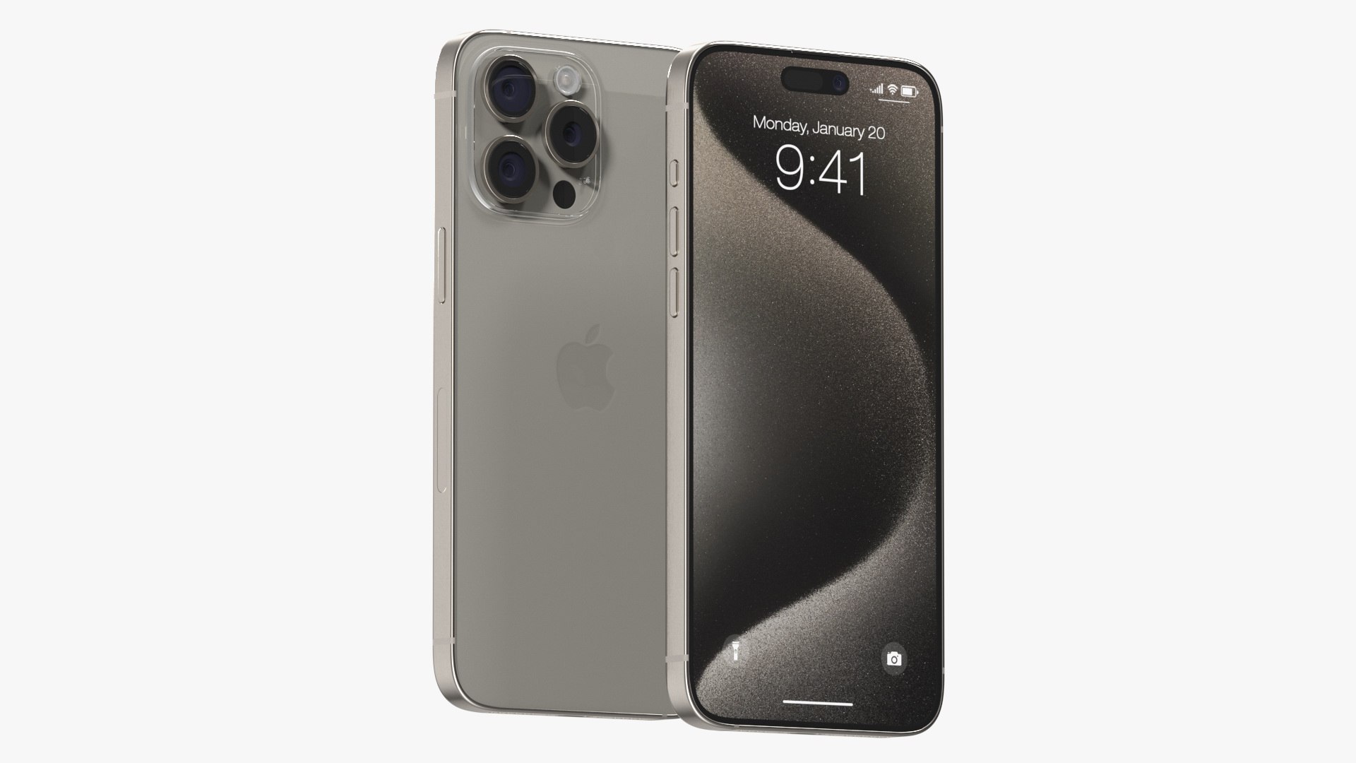 Apple IPhone 15 Pro Max Natural Titanium 3D model preview