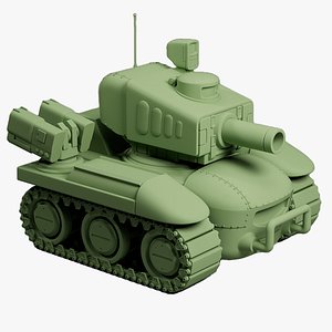 Stylized Military Tank High Poly Game Ready Low Poly 3D Model