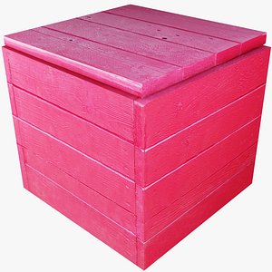Lowpoly Realistic Red Wooden Box model