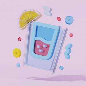 3D Soft drink icon fresh colorful summer Transparent 3D gel model