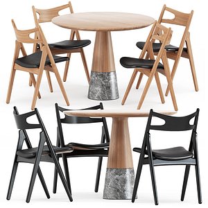 CH29P Sawbuck chair and Echo table