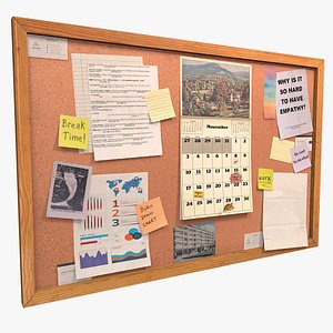 3D Busy Bulletin Board Indoor Office Prop Game Asset Low Poly 3D model