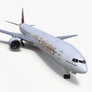 Boeing 777 Emirates Airlines Rigged 3D model