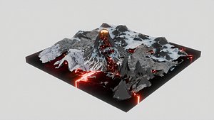 3D volcano in mountians model