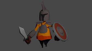 Low Poly Warrior rpg for game 3D