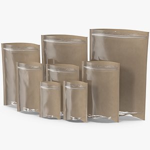 Zipper Kraft Paper Bags with Transparent Front Open Mockup model