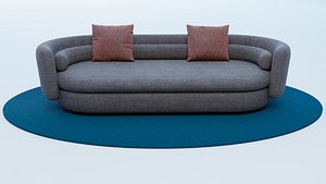 Modern Curved Sofa 3D Model  Contemporary Furniture