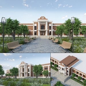 Traditional School Building Exterior model