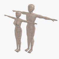 Anime Manga Man Woman Body Combo Low Poly Base Mesh