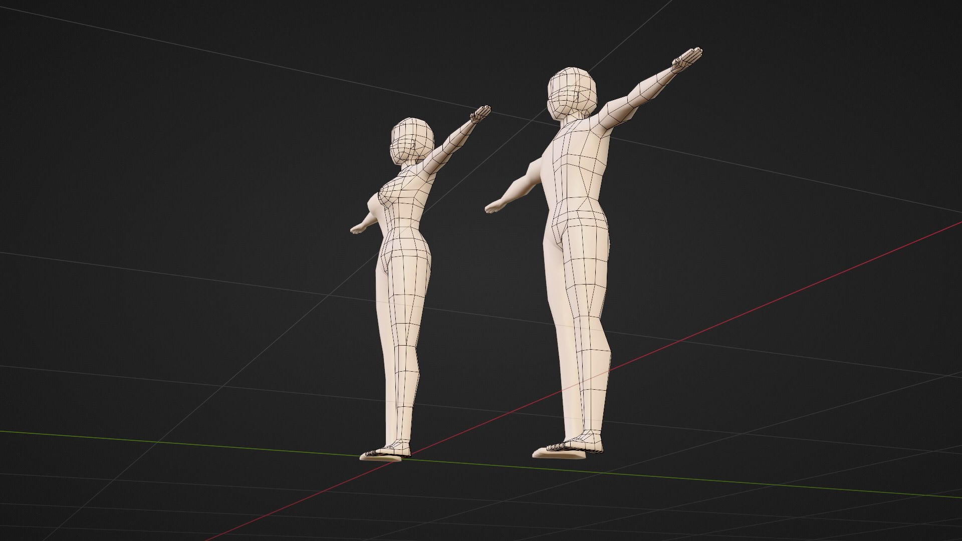 Anime Manga Man Woman Body Combo Low Poly Base Mesh Model - TurboSquid ...