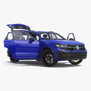 3D Volkswagen Touareg 2024 Blue Lights On Rigged