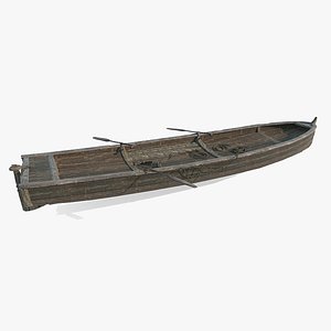Wooden boat a watercraft 3D model