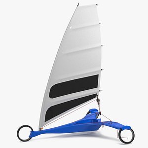 Modern Land Sand Yacht Blue Rigged